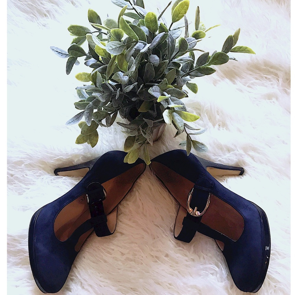Franco Sarto Blue Suede Heels